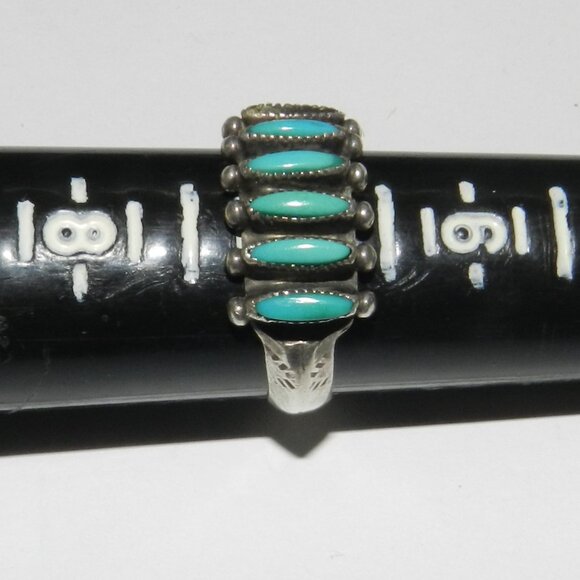 JANICE PALOMA NAVAJO ZUNI STERLING SILVER RING SIZE 7 TURQUOISE - Picture 8 of 10